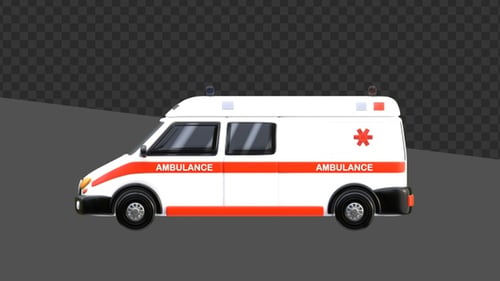 3D Hospital Ambulance Emergency Vehicle | Alpha Channel