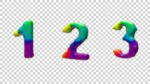 Colorful Fluid Animated Numbers 0-9 Pack