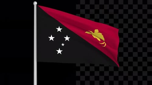 Realistic Waving Flag of Papua New Guinea