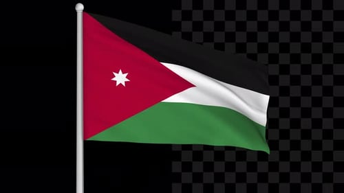 Waving Flag of Jordan with Alpha Channel