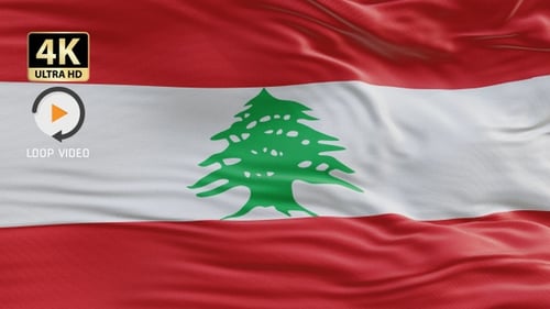 Waving Lebanese Flag Seamless Loop