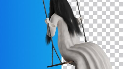 Spooky 3D Animation of Ghost Girl on a Swing