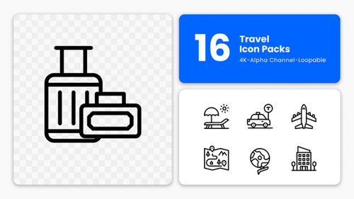 Animated Travel and Tourism Line Icons Pack