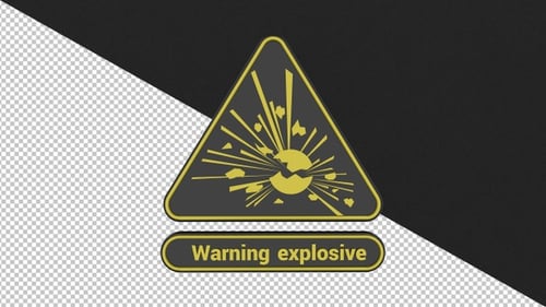 3D Animated Warning Explosive Hazard Sign