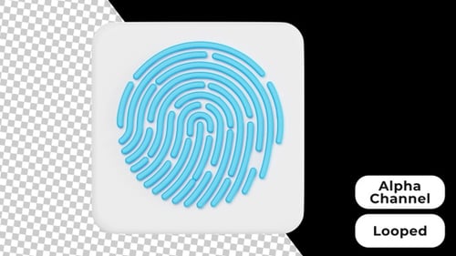 3D Animated Fingerprint | Alpha Channel