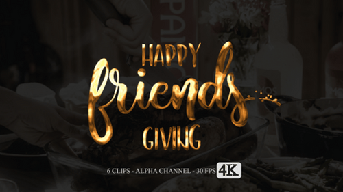 Metallic Happy Friends Giving Text Animation with Liquid Reveal