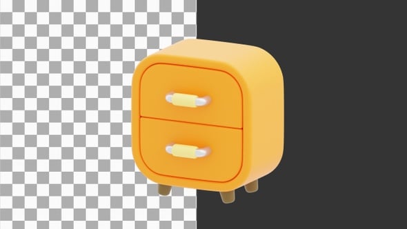 3D Animation of Wooden Filing Cabinet | Alpha Channel, Motion Graphics ...