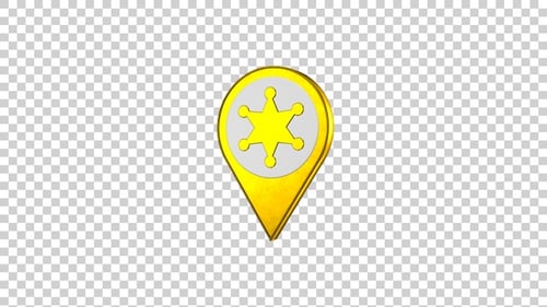 Animated 3D Golden Sheriff Star Map Pin Icon