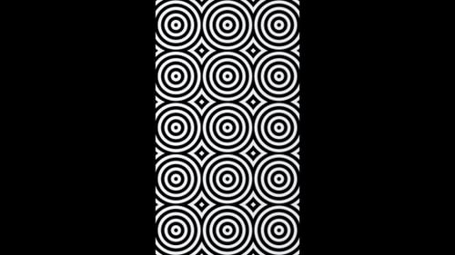 Vertical video black and white moving circles optical illusion loop animation
