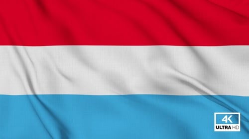 Luxembourg National Flag Waving in Realistic Seamless Loop