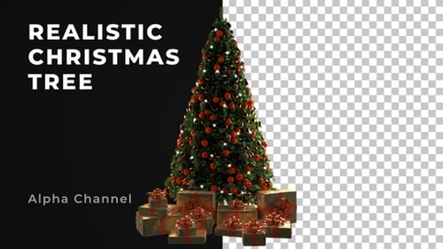 Green Christmas Tree Decorated with Blinking Lights 001