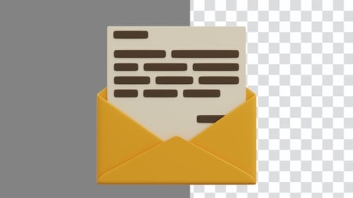 3D Animation of Document Delivery Envelope | Alpha Channel