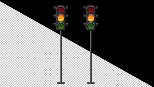 Animated Flat Design Traffic Lights Cycle with Changing Colors