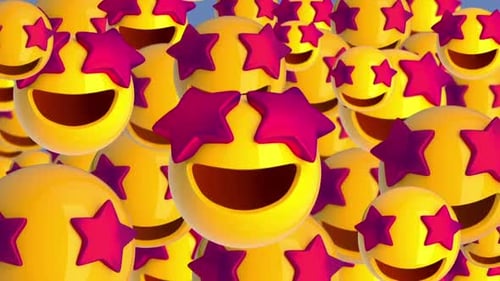 Star struck face animated 3D emoji transition with alpha channel
