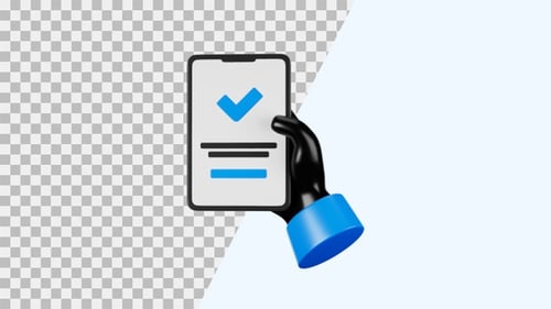 3D Animation Icon of Mobile payment Success | Alpha Channel