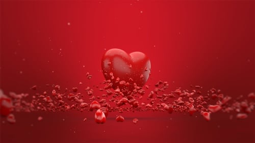 Red Hearts Forming and Bursting Romantic Animation