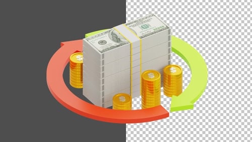 3D Business Cash Flow | Alpha Channel