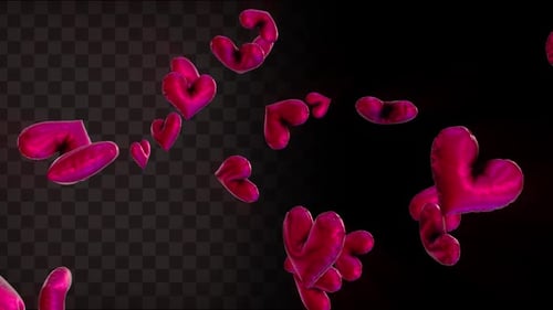 Animated Pink Heart Balloons Floating Up with Alpha Channel