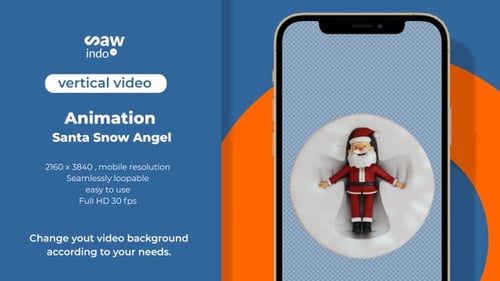 3D Animation Santa Snow Angel 4 K Loop Funny Santa Christmas Transparent Vertical
