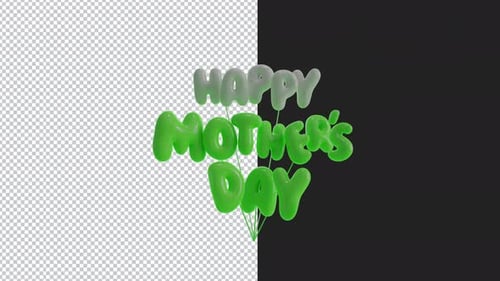 Mother's Day Green Balloons Alpha - 4K