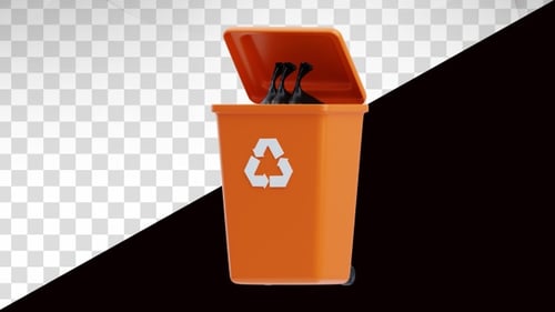 3D Animated Recycling Bin Disposal Loop