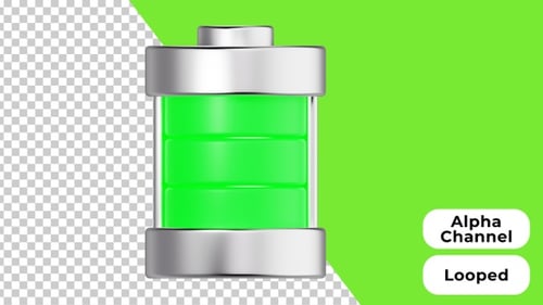 3D Animated Full Battery | Alpha Channel