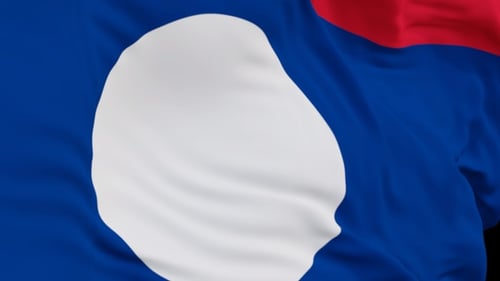 The Laos with alpha channel waving in the wind in slow motion