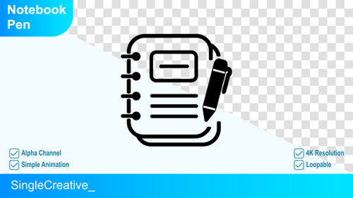 Animated Notebook and Pen Icon with Writing Animation