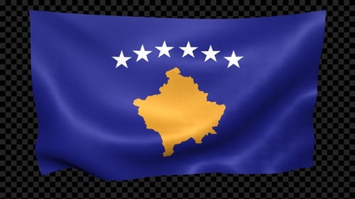 Kosovo Flag Waving Looped