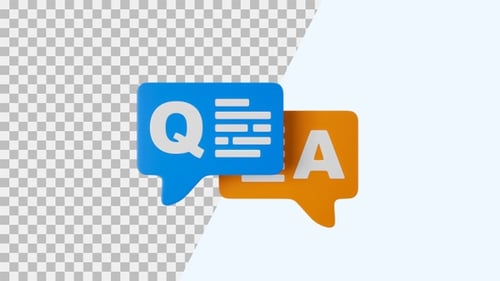 Animated 3D Q&A Speech Bubble Icon for Communication