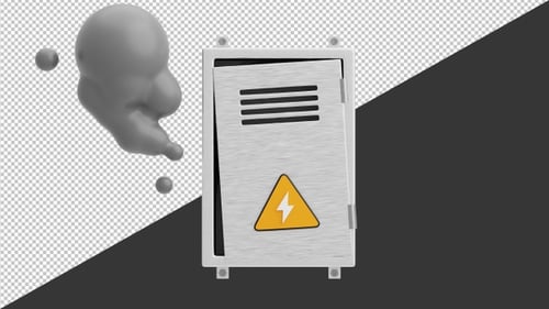 3D Electrical Short Circuit Smoke in Panel | Alpha Channel