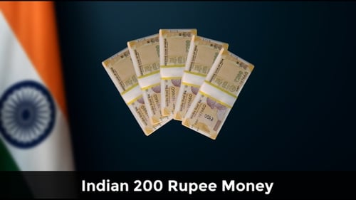 Indian Rupee Money Bundles Falling and Fanning Animation