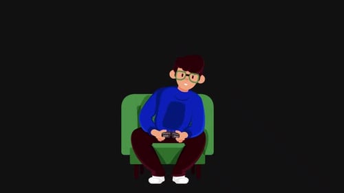 Junge spielt Spiel 2D | Alpha Channel
