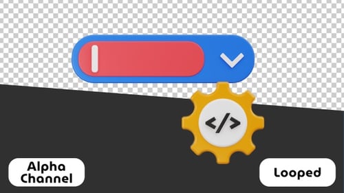 Modern 3D Toggle Switch and Code Gear Icon Animation