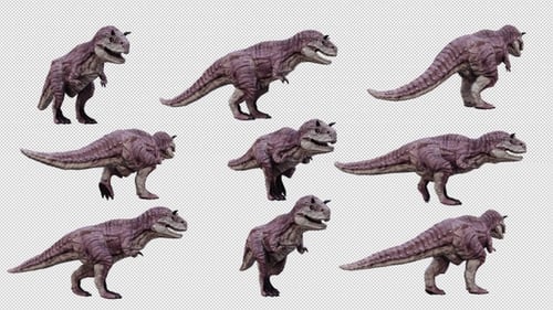Animated 3D Carnotaurus Dinosaur Walking Loop with Alpha Channel