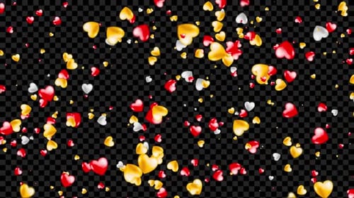 Falling Glossy Hearts Transparent Overlay Loop
