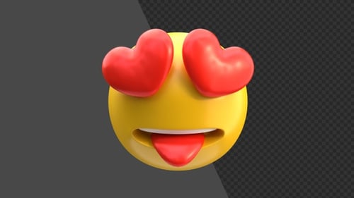 3D Animation of Emoji Hearteyes | Alpha Channel