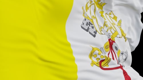 The Vatican City with alpha channel waving in the wind in slow motion