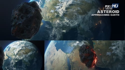 Meteor Impact on Earth with Fiery Explosion
