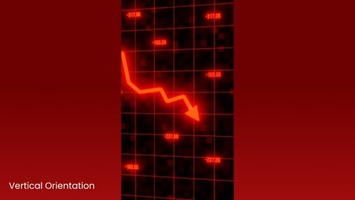 Downward Trend Data Graph in Glowing Red