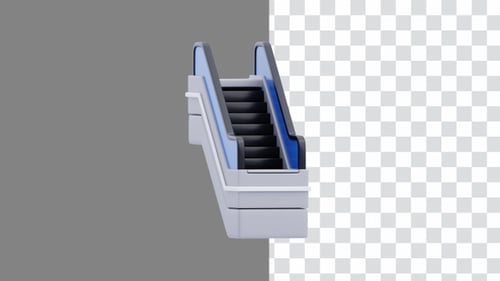 3D-Animation einer Rolltreppe mit Abwärtsbewegung | Alpha Channel