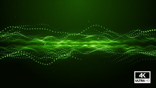 Green Digital Particles Wave Background Loop V6