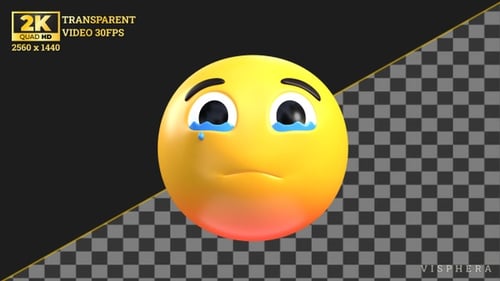 3D Crying Emoji Animation With Alpha Channel