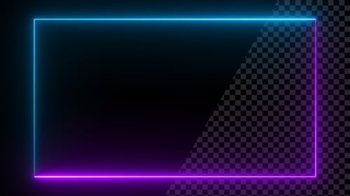 Blue & Purple Neon Glowing Rectangle Frame V14