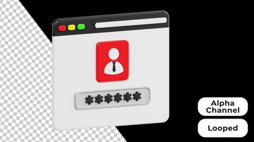 3D-animiertes Browser-Passwort | Alpha Channel