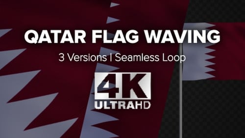 Waving Qatar Flag Animation with Alpha Channel for National Identity