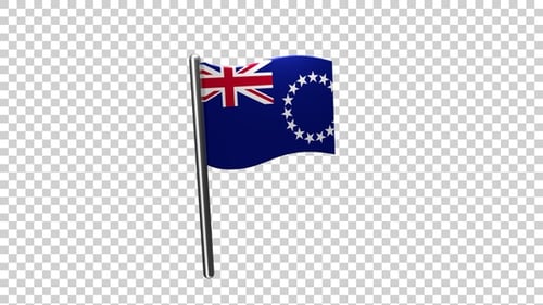 Animated 3D Cook Islands Flag Waving Loop