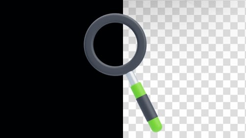 Animated 3D Magnifying Glass Icon Spinning