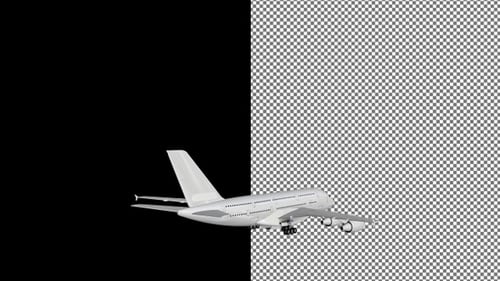 Taking off of a Large Airplane, Rear View, Alpha Channel, Exclusive, 3D Render