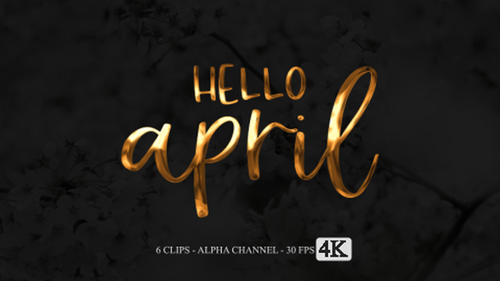 3D Metallic Hello April Title Animation Pack with Particle Splash